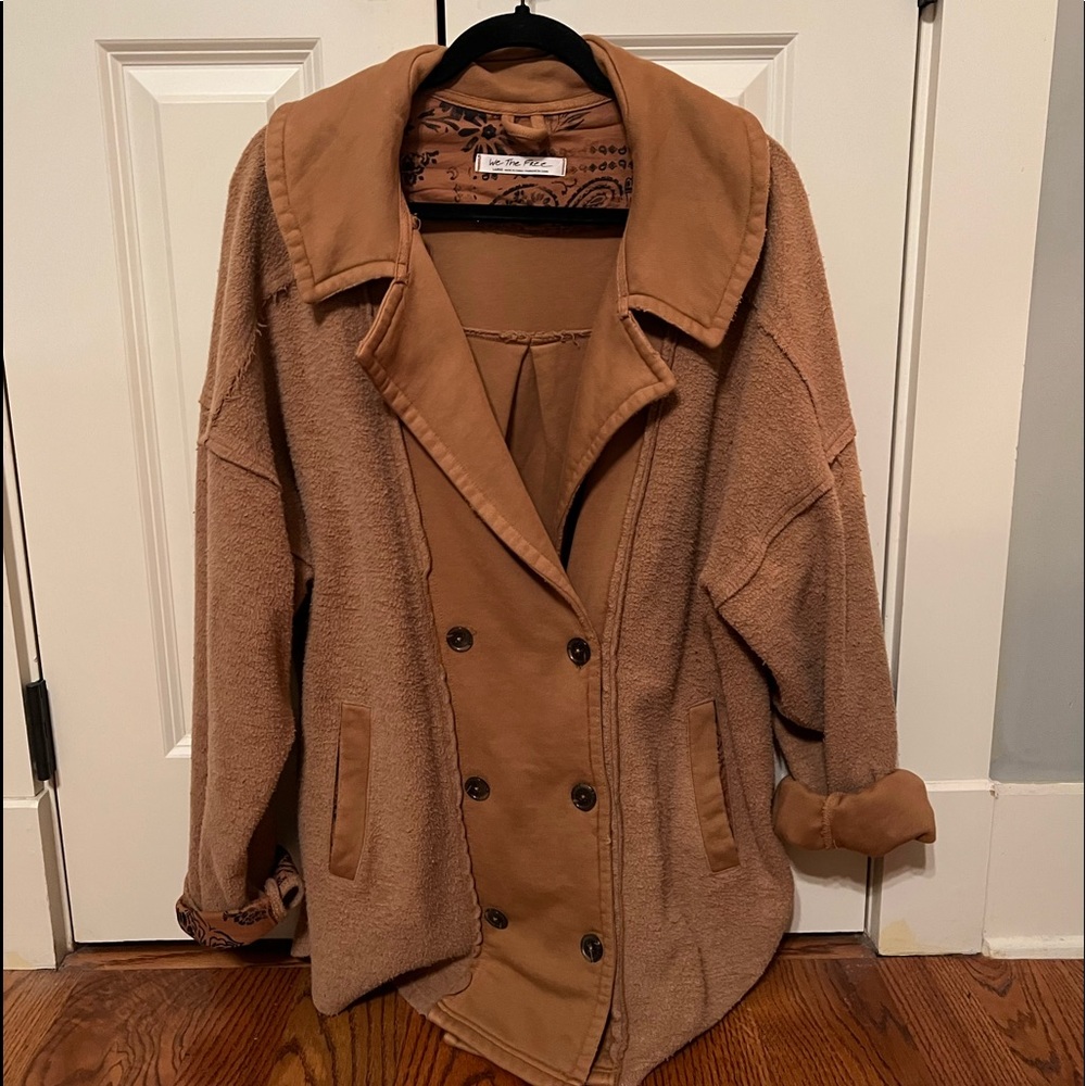Free People Double Breasted Shirttail Jacket